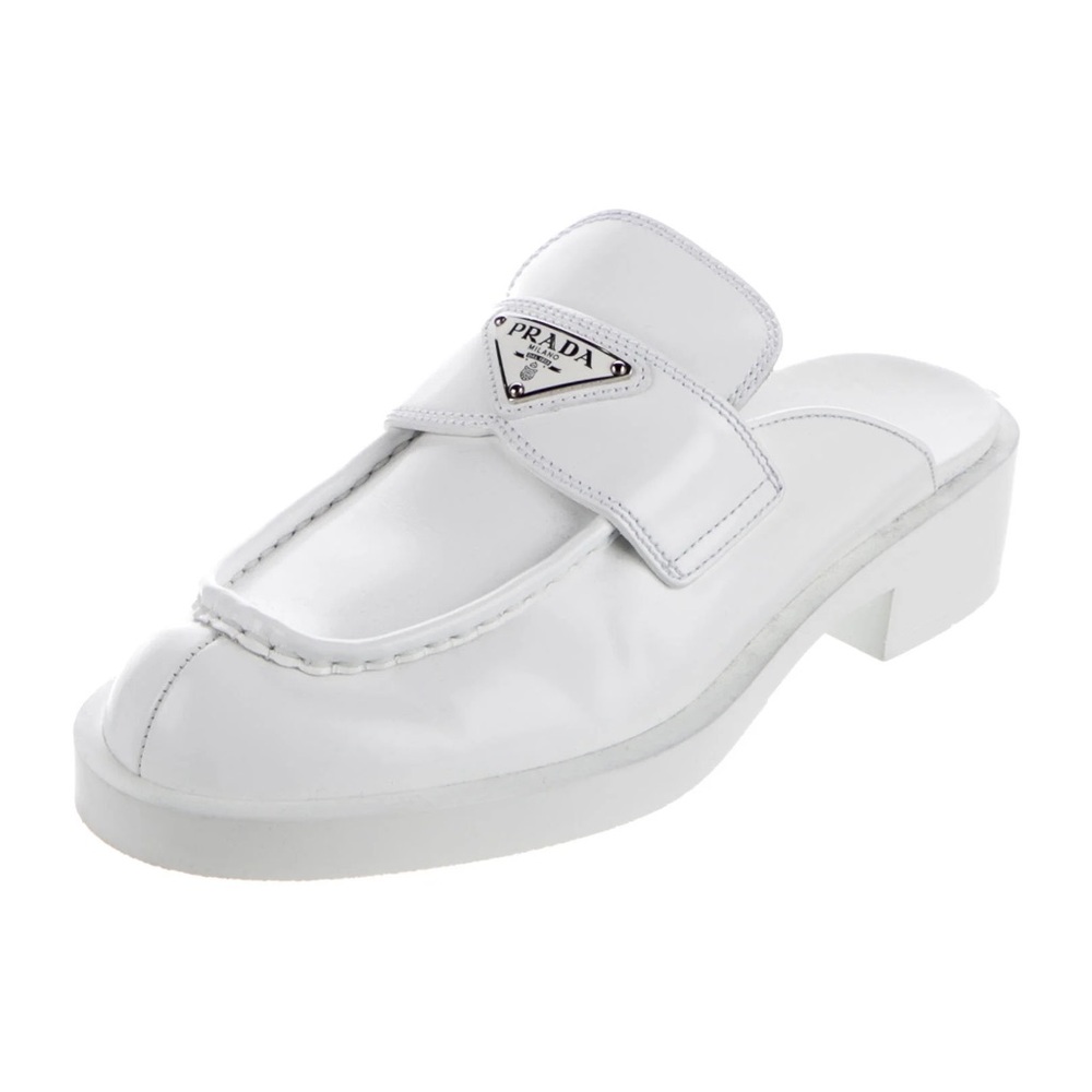 Prada white leather mules